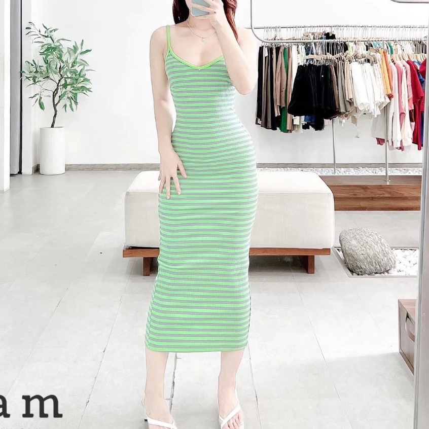 Đầm Body Maxi Dáng Dài Sọc Kẻ A3001