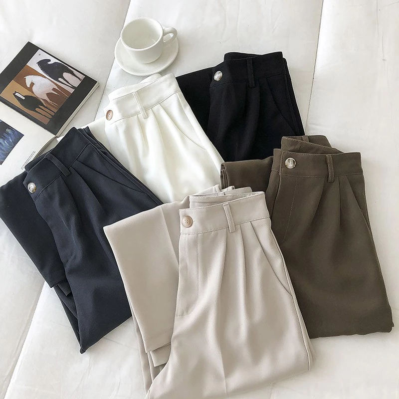 Quần Ống Rộng Nữ Lưng Cao Vải Tuyết Mưa